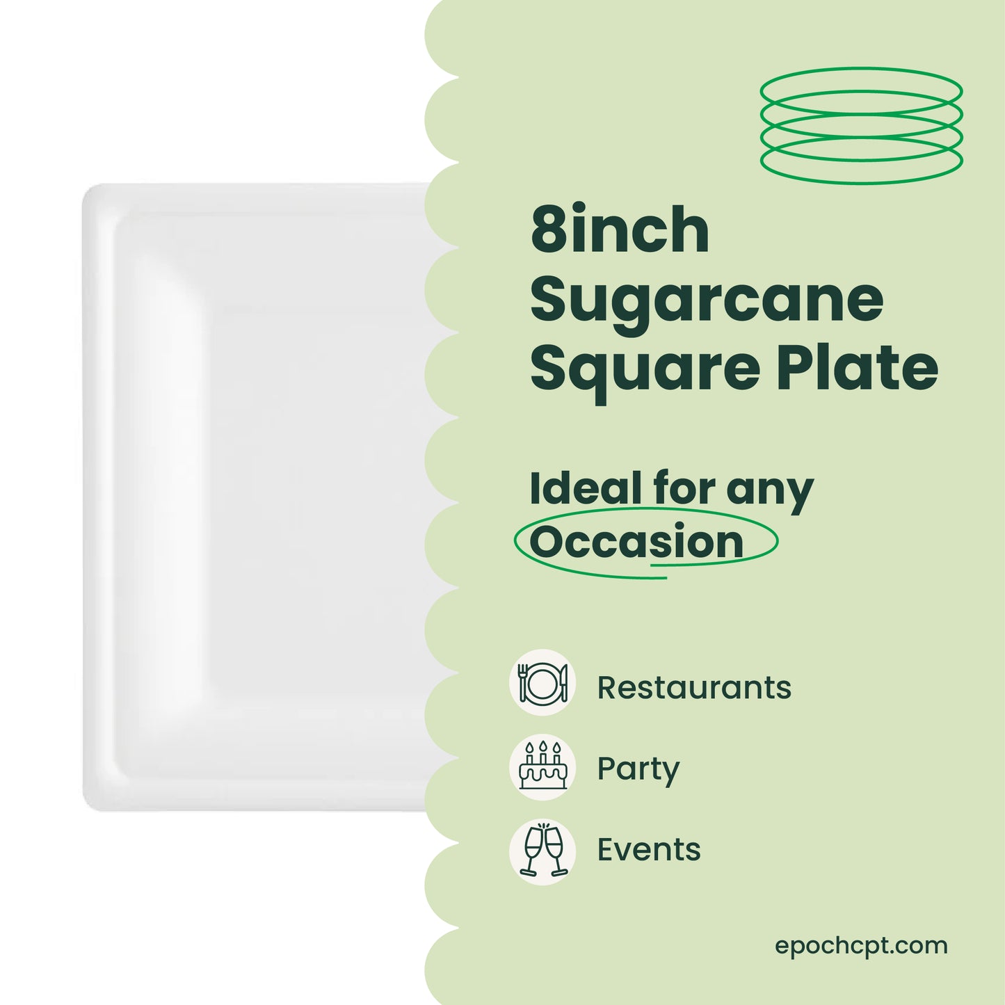 8 inches | Sugarcane Square Plates | Compostable Disposable Bowls | 500 pcs