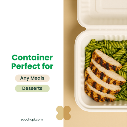 8x8x3 Sugarcane Takeout Containers – 1 Compartment