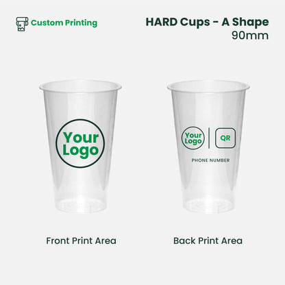 Custom Printing | A-Shape Plastic Hard Cups | 90mm
