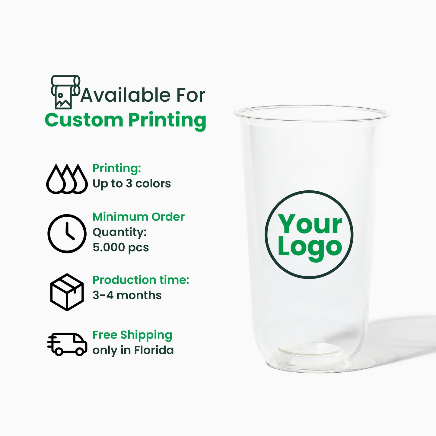 24oz | U-Shape | Clear | Soft Thin Wall Plastic Cold Cup | 95MM | 700ml Crystal Cup