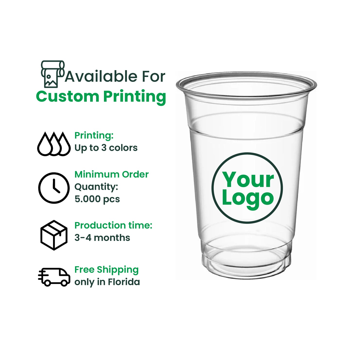 16oz  | 98mm | PETE Ultra Clear Cup  | 1000 pcs