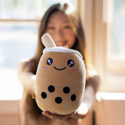 Plushie | Boba Tea Reversible Boba Buddy Plush | Reversible Cuddle Toy Happy to Mad | 5.5 inches | 1 pc
