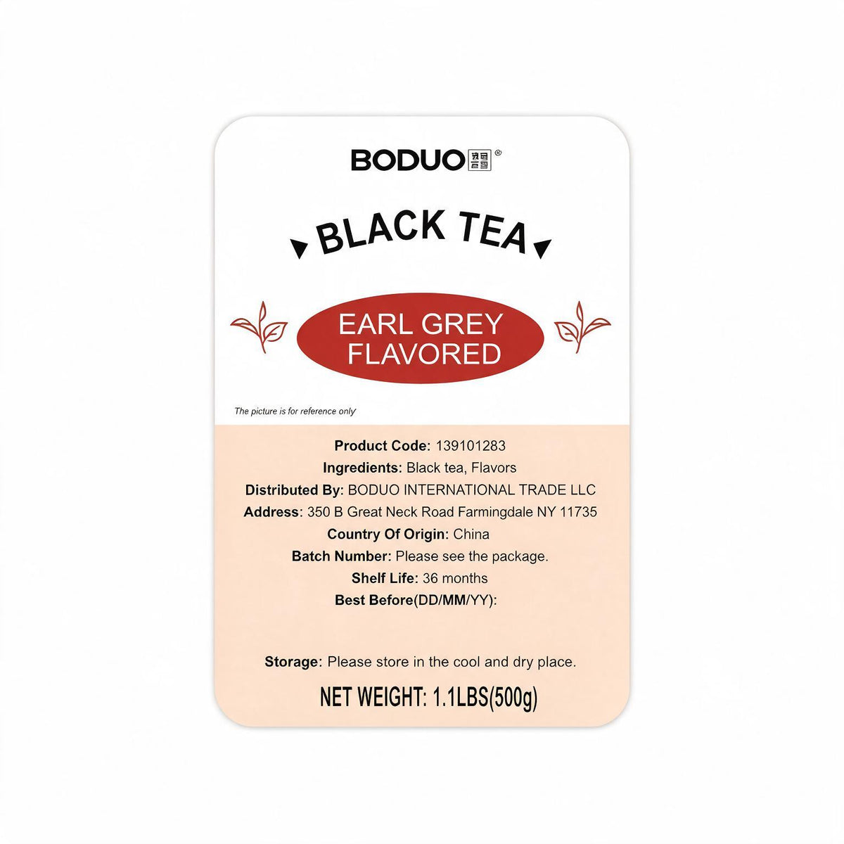 Earl Grey Black Tea Leaves | Boduo | 1.1 LB