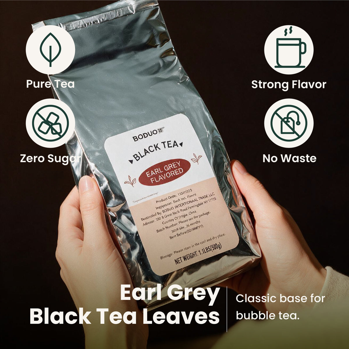 Earl Grey Black Tea Leaves | Boduo | 1.1 LB