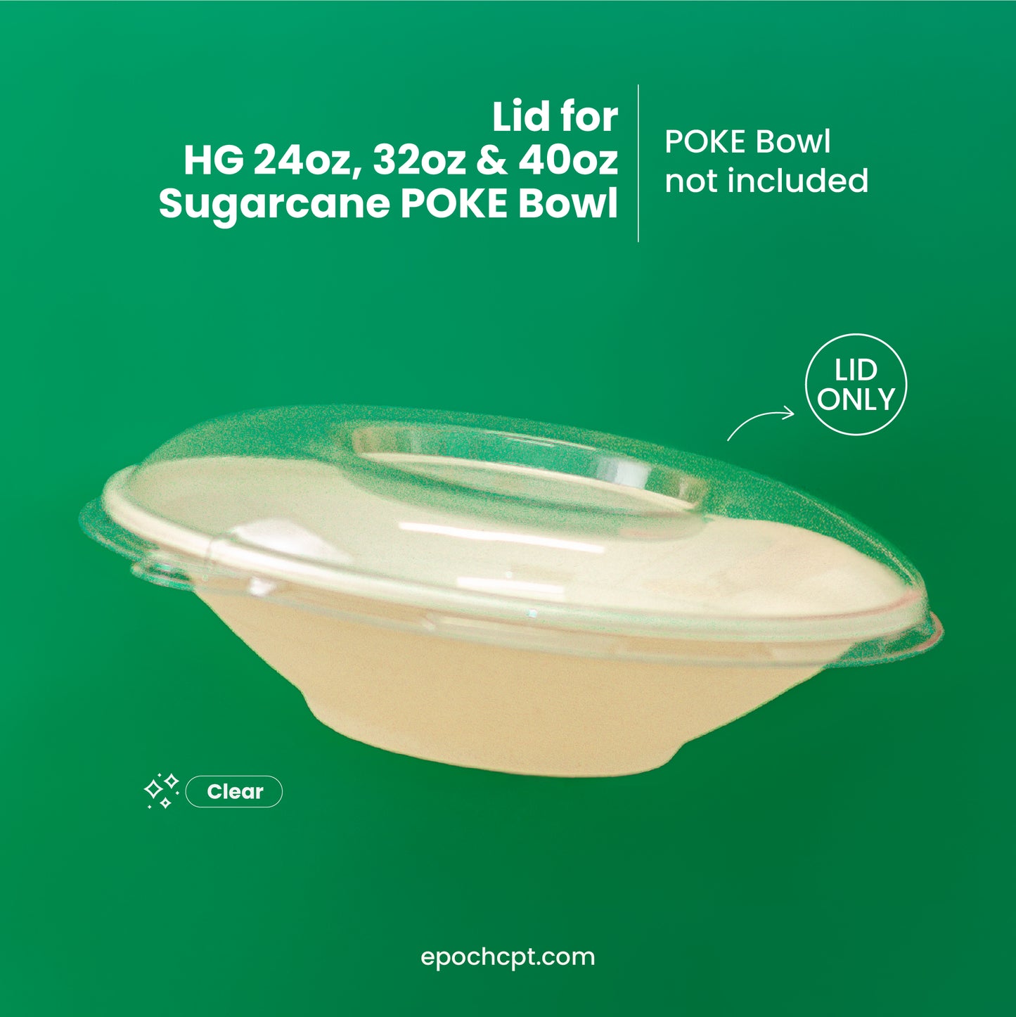 HG 24/32/40oz  | DOME PET LID | Sugarcane POKE Bowl  | 500 pcs