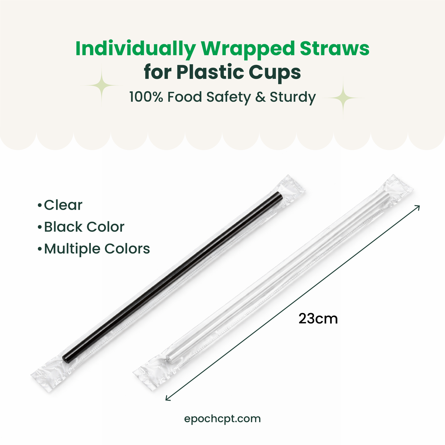 Individually Wrapped Straws | 0.7cm x 23cm | Colors, Clear or Black  | 2000 pcs