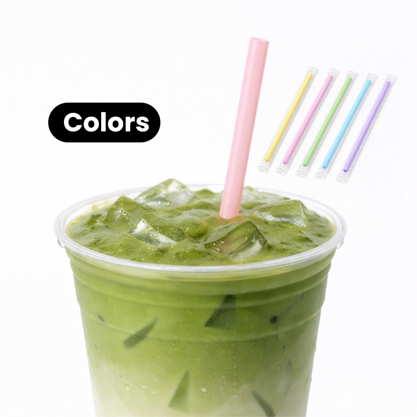 Individually Wrapped Straws | 0.7cm x 23cm | Colors, Clear or Black  | 2000 pcs