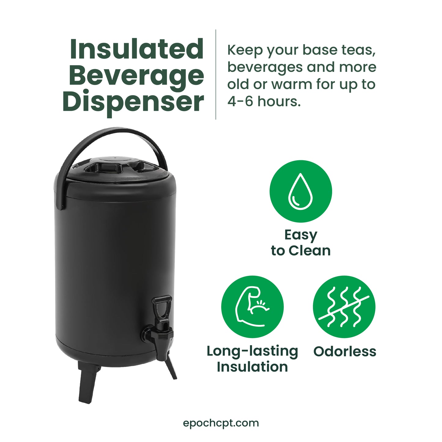 Stainless Steel Insulated Beverage Dispenser | Thermo Bucket | 10L | For Hot Drinks | 1pc