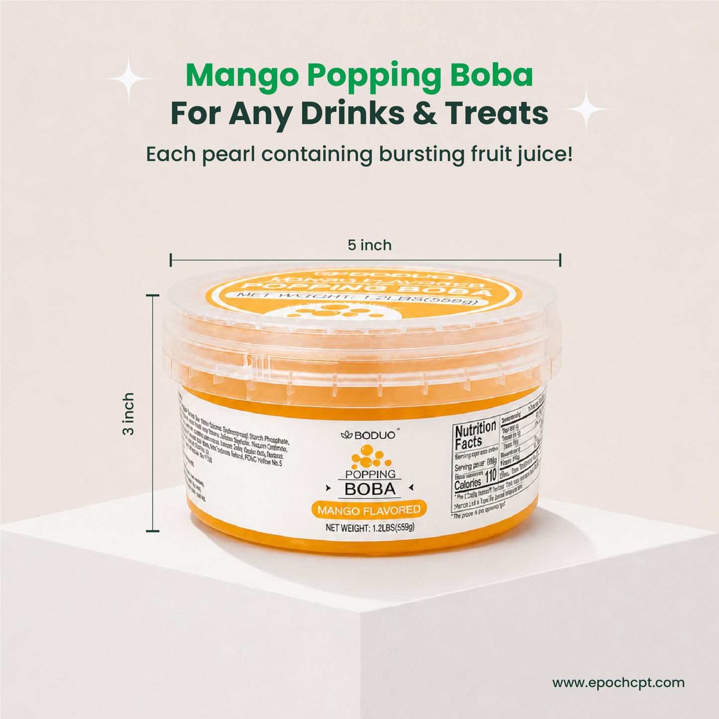 Mango Popping Boba | 1.2 LB (550G)