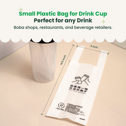 Small Plastic Bag for Drink Cup | Disposable Beverage Carry Bag