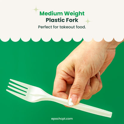 Medium Weight White Plastic Forks | Disposable Cutlery | 1000 pcs