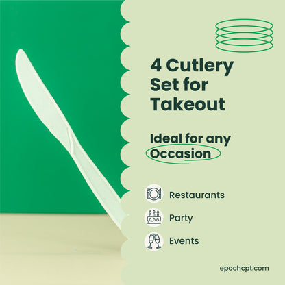 4-Pack White Wrapped Plastic Cutlery Set with Napkin | 250 Sets