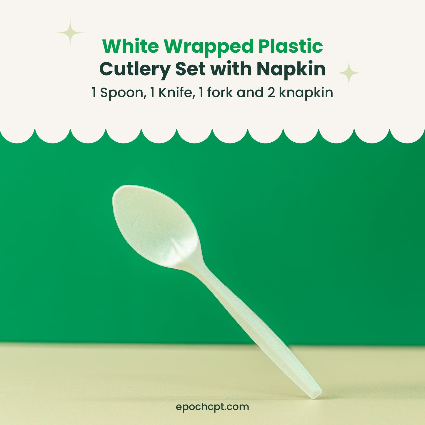 4-Pack White Wrapped Plastic Cutlery Set with Napkin | 250 Sets