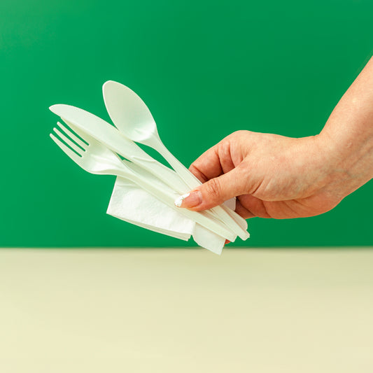 4-Pack White Wrapped Plastic Cutlery Set with Napkin | 250 Sets