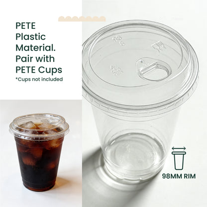 98mm | PETE Ultra Clear Sipper Lid with Die-Cut Hole | for PET Cups | 1000 pcs