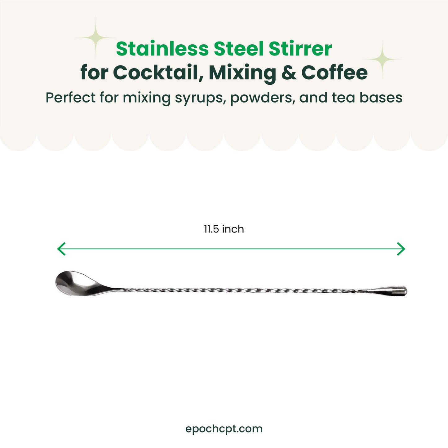 Stainless Steel Stirrer | For Bubble Tea, Drinks & Bars | 1 pc