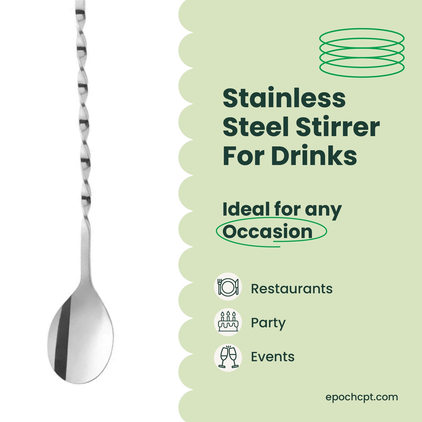 Stainless Steel Stirrer | For Bubble Tea, Drinks & Bars | 1 pc