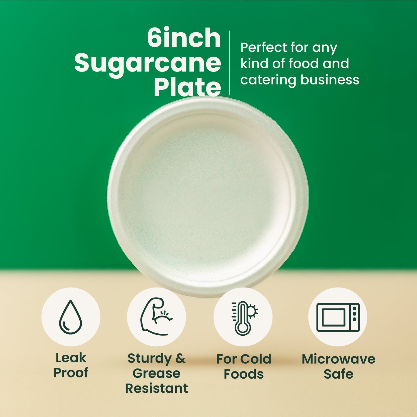 6 Inches |  Sugarcane Round Plate | Eco-Friendly Disposable Plates | 1000 pcs