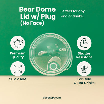 90mm | Bear Lid for Plastic Cups  |  NO FACE  | 1000 pcs