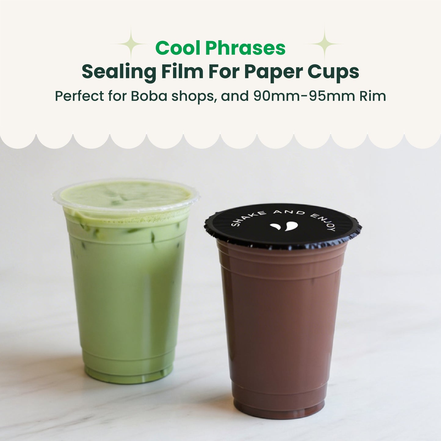 Cup Sealing Film roll for Bubble Tea | Cool Phrases | Paper Sealer Film Roll for Boba Cups | 2000 pcs (Copy)