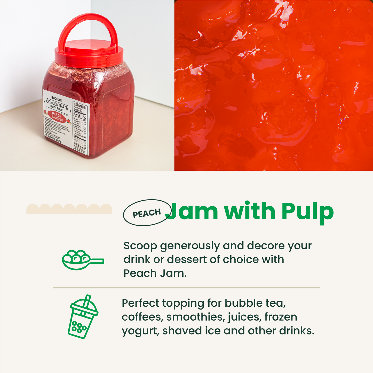 Peach Fruit Jam | Smoothie Paste | 5.9 LB