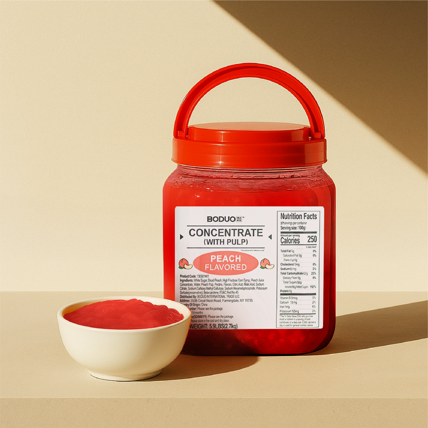 Peach Fruit Jam | Smoothie Paste | 5.9 LB