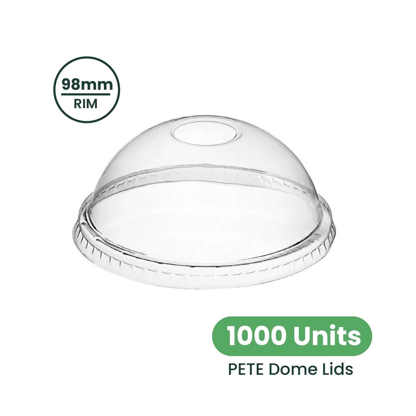 98mm | PETE Ultra Clear Dome Lid with Die-Cut Hole | for PET Cups | 1000 pcs