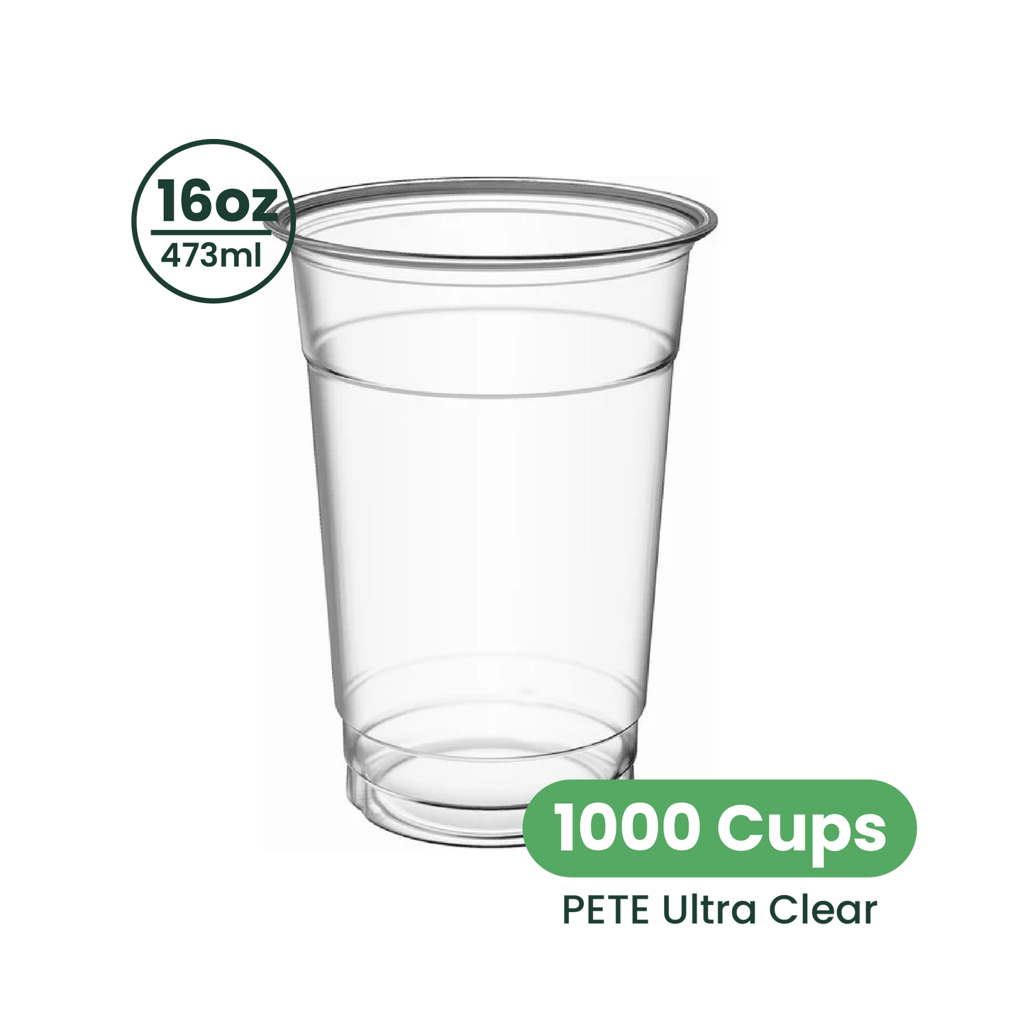 16oz  | 98mm | PETE Ultra Clear Cup  | 1000 pcs