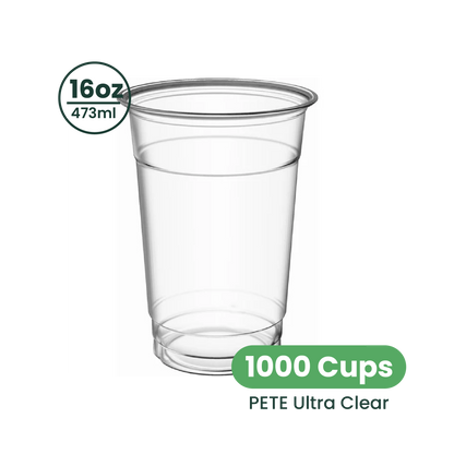 16oz  | 98mm | PETE Ultra Clear Cup  | 1000 pcs
