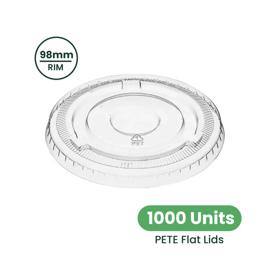 98mm | PETE Ultra Clear Flat Lid with Die-Cut Hole | for PET Cups | 1000 pcs