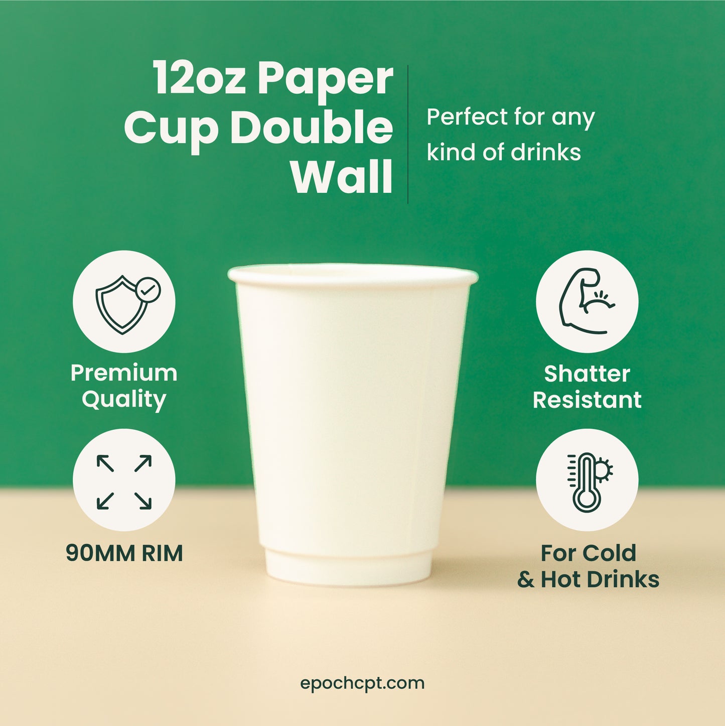 12oz Double Wall Paper Coffee Cup