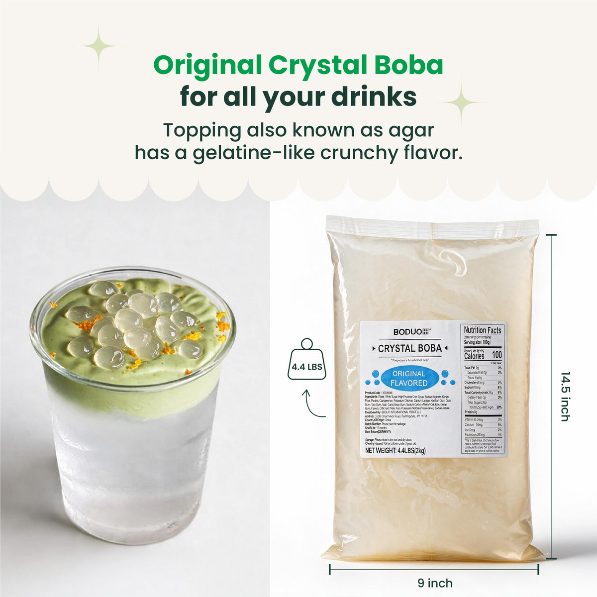 Original Crystal Boba | Boduo | 4.4 LB
