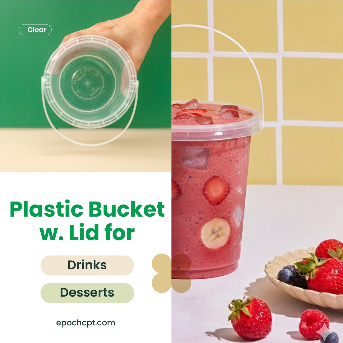 1000ml Clear Plastic Bucket with Lid | Leak-Proof Food Container | 1L Round Bucket