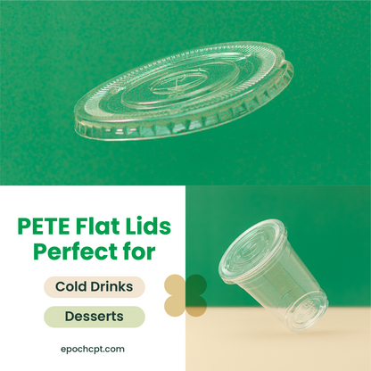 98mm | PETE Ultra Clear Flat Lid with Die-Cut Hole | for PET Cups | 1000 pcs