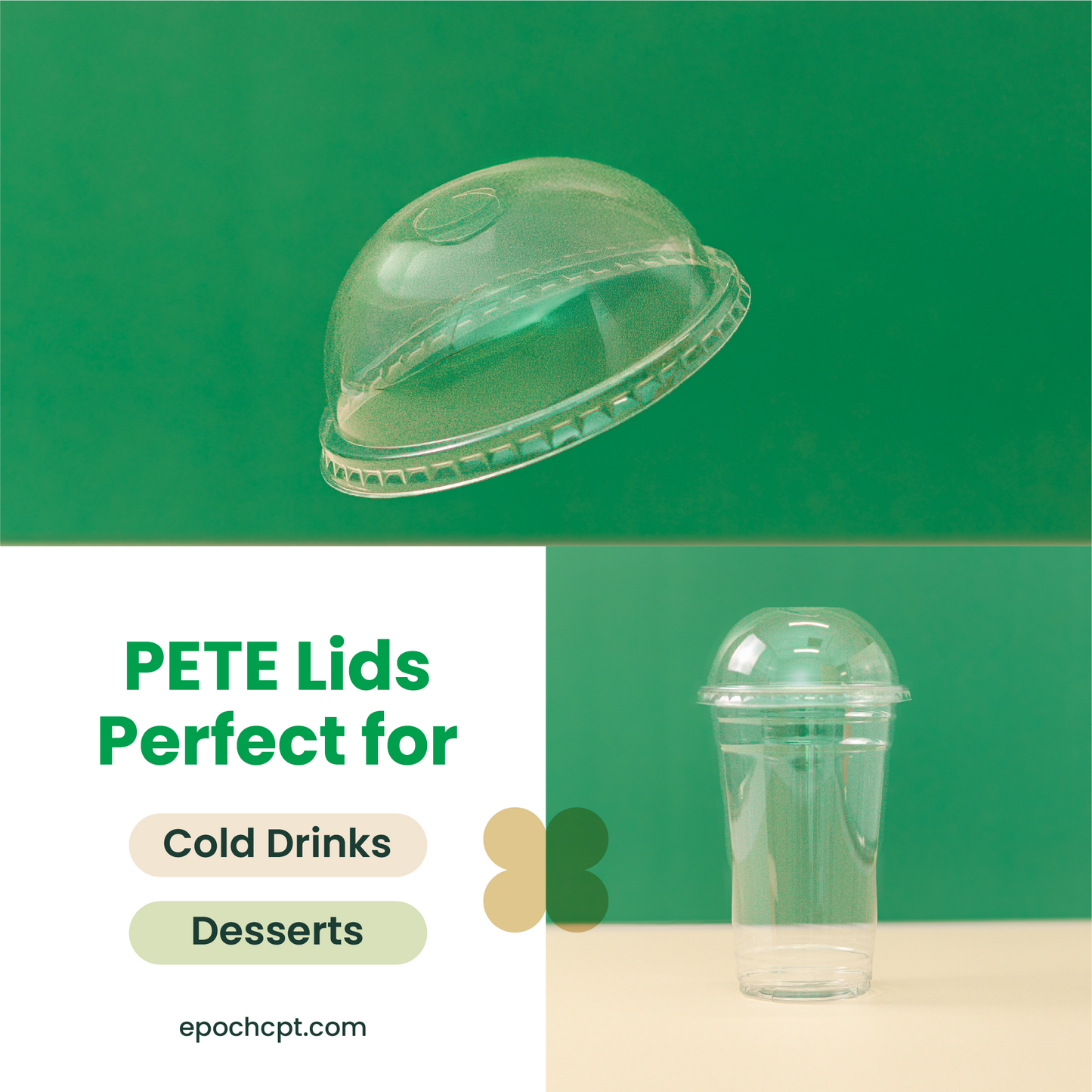 98mm | PETE Ultra Clear Dome Lid with Die-Cut Hole | for PET Cups | 1000 pcs
