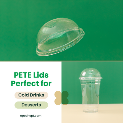 98mm | PETE Ultra Clear Dome Lid with Die-Cut Hole | for PET Cups | 1000 pcs