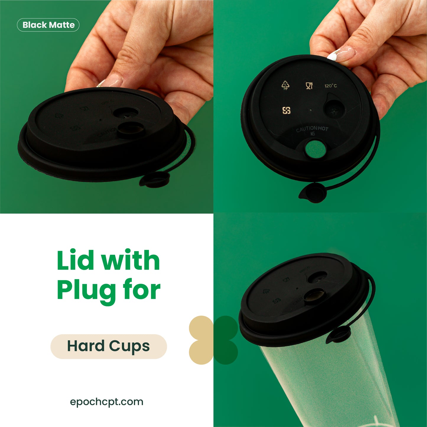 90mm | Plastic Lid with Plug | Black, White, Clear, Frosted | 1000 pcs