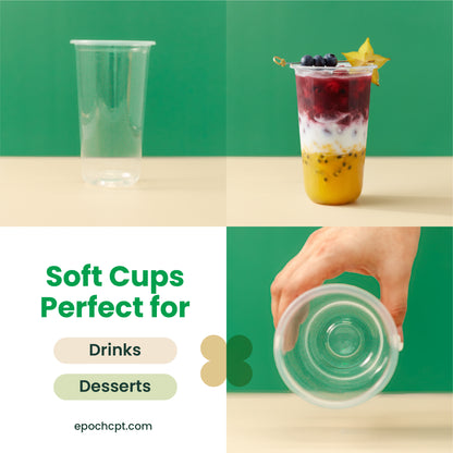 24oz | U-Shape | Clear | Soft Thin Wall Plastic Cold Cup | 95MM | 700ml Crystal Cup
