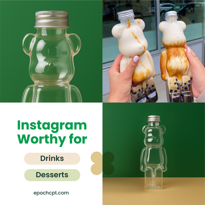 16oz | Bear | Drink Plastic Bottle  |  Cute Valentine's Drink Bottle |  100 Sets