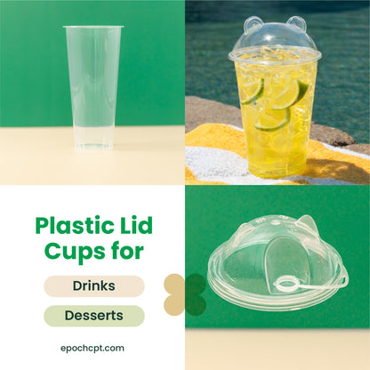 90mm | Bear Lid for Plastic Cups  |  NO FACE  | 1000 pcs
