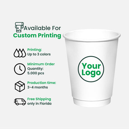 12oz | Double Wall Paper Coffee Cup | 90mm | 500 pcs