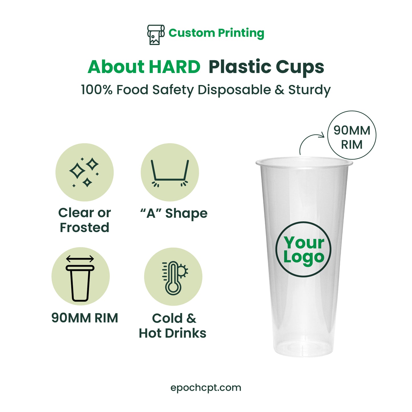 Custom Printing | A-Shape Plastic Hard Cups | 90mm