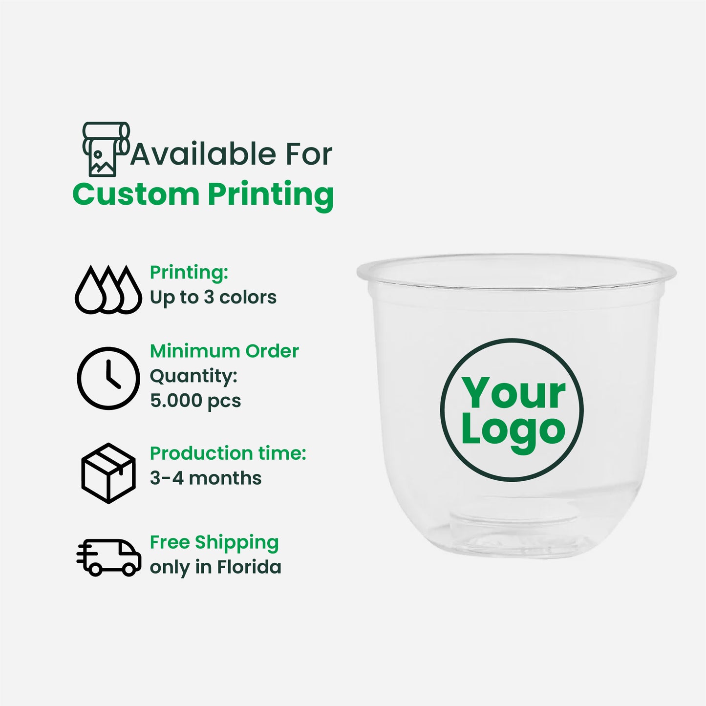 13oz | U-Shape | Clear | Soft Thin Wall Plastic Cold Cup | 95MM | 360ml Crystal Cup