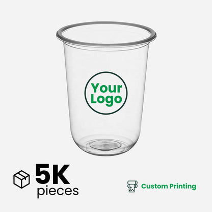 16oz | U-Shape | Clear | Soft Thin Wall Plastic Cold Cup | 95MM | 500ml Crystal Cup