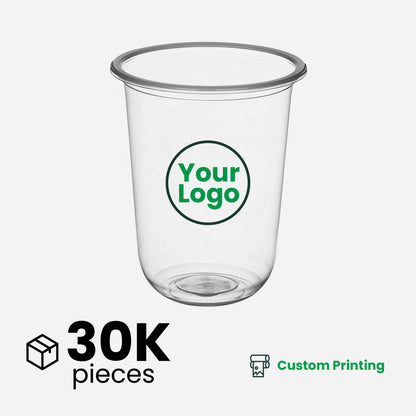 16oz | U-Shape | Clear | Soft Thin Wall Plastic Cold Cup | 95MM | 500ml Crystal Cup