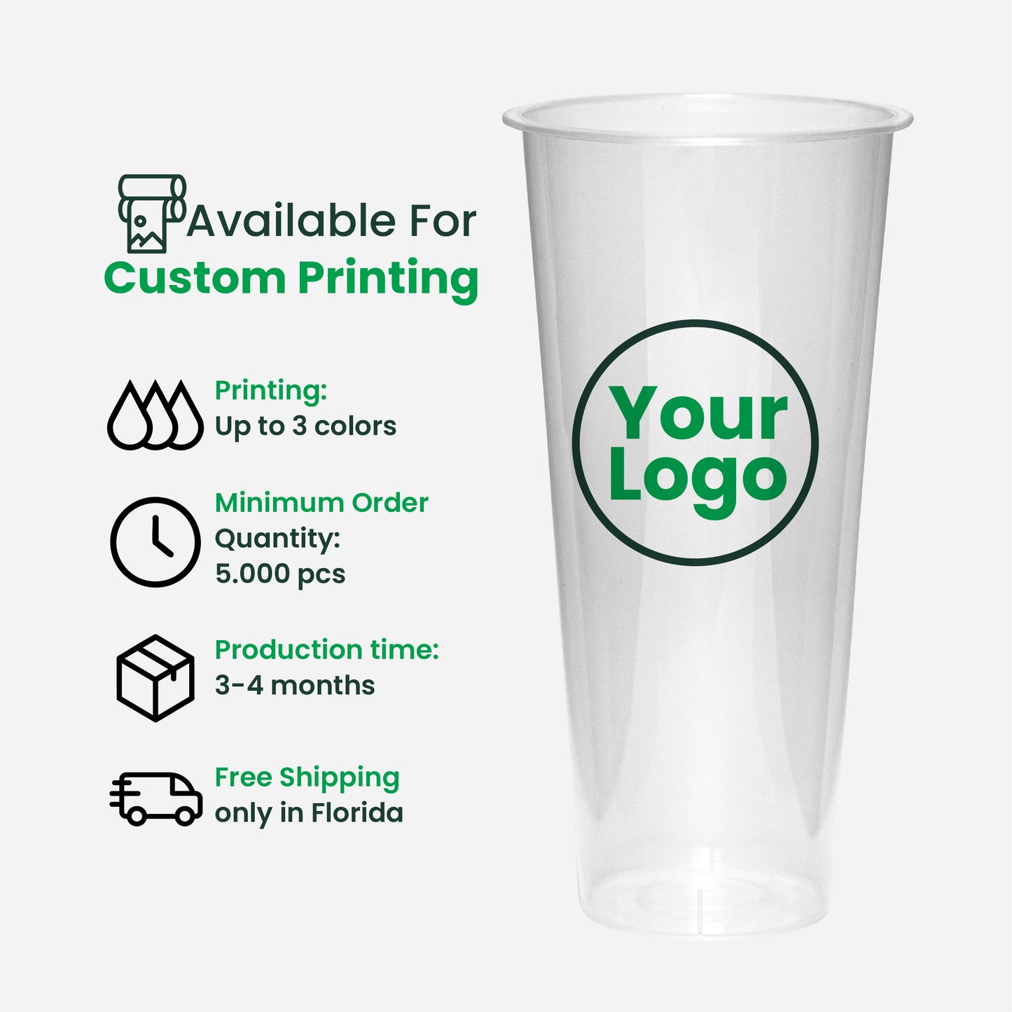 24oz | U Shape | Crystal Plastic Cup Hard | 90mm | 700 ml | 500 pcs