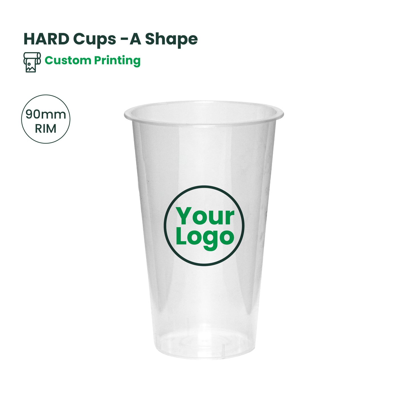 Custom Printing | A-Shape Plastic Hard Cups | 90mm