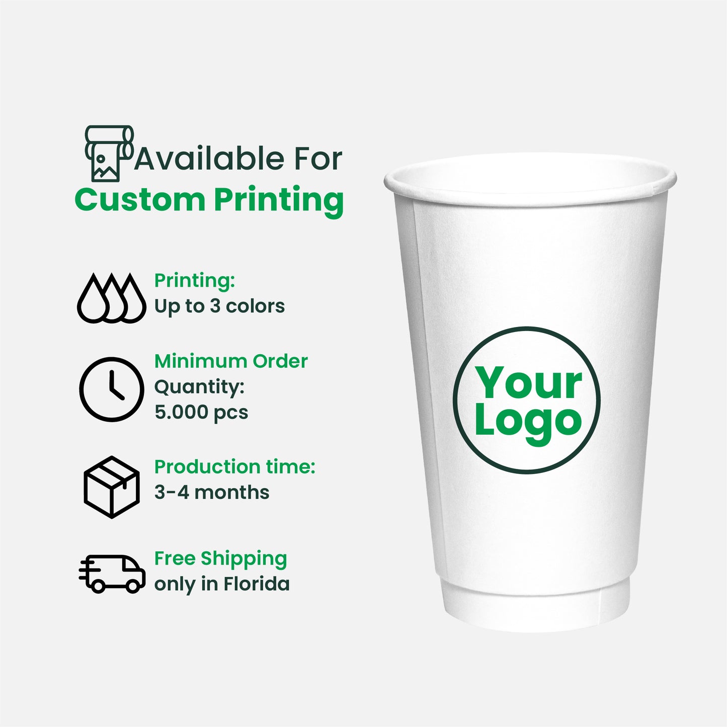 16oz | Double Wall Paper Coffee Cup | 90mm | 500 pcs