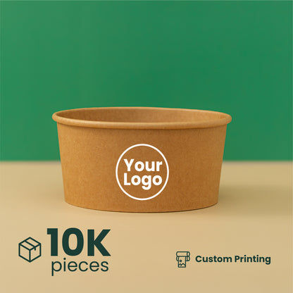 1000ml | 32oz Round Kraft Microwavable Take-Out Bowl | 300 pcs