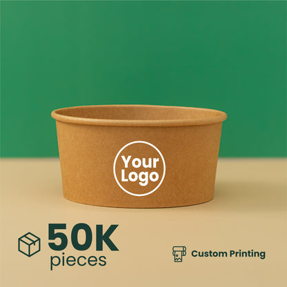 1000ml | 32oz Round Kraft Microwavable Take-Out Bowl | 300 pcs